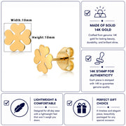 14K Solid Yellow Gold Clover Stud Earrings, Gold Clover Studs, Clover Studs, Dainty Studs, Gold Studs, Minimalist Stud, Push Back Studs